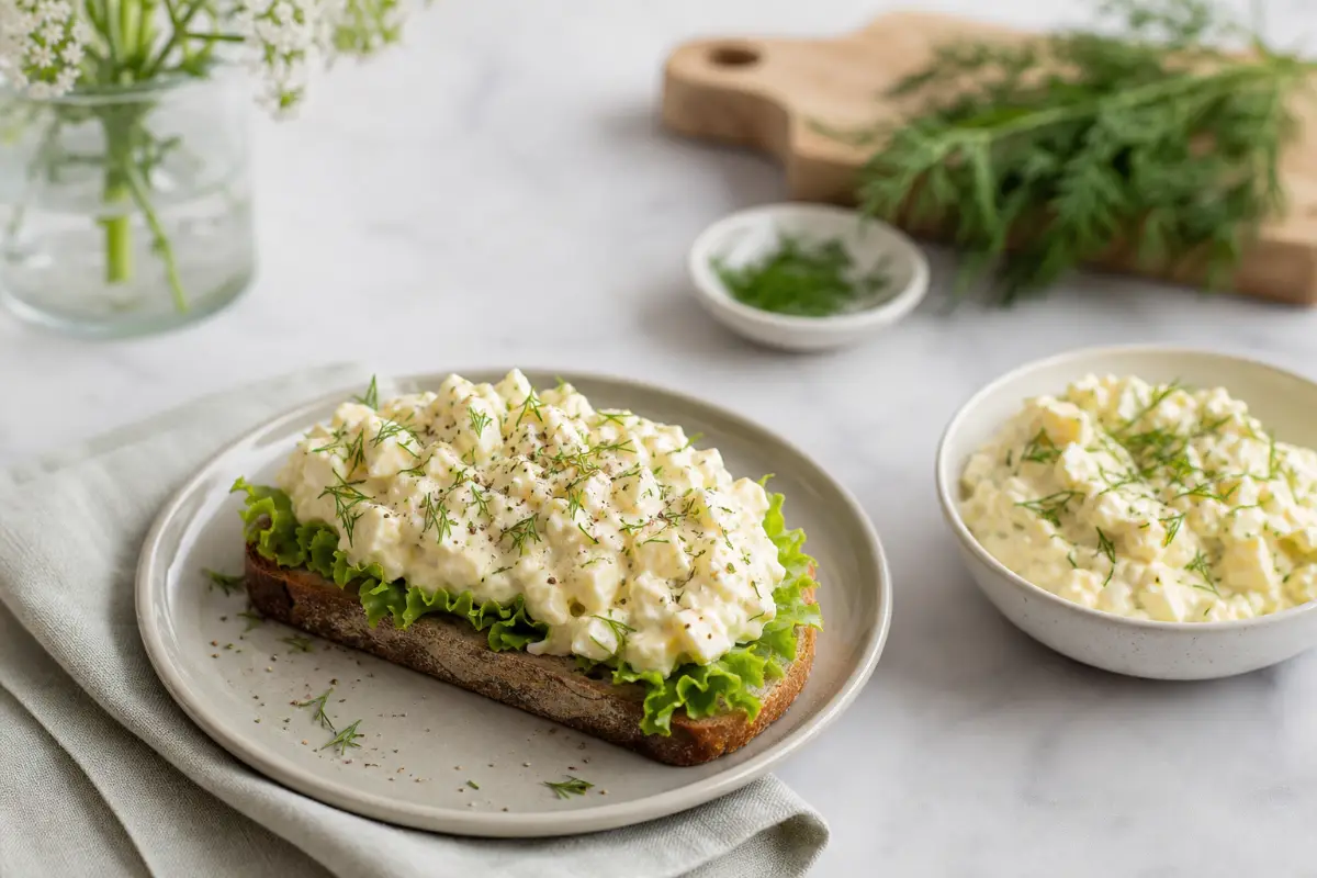 Klassisk äggsallad med majonnäs och dill