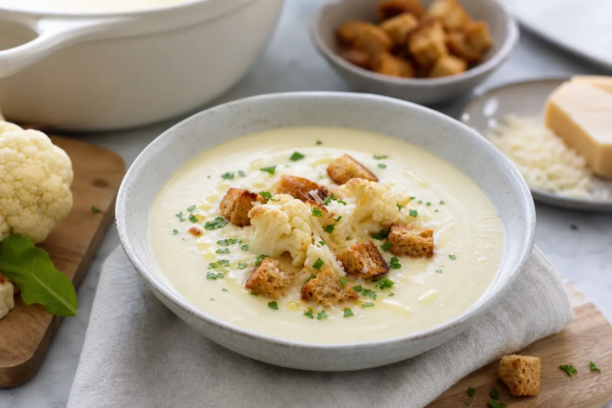 Krämig blomkålssoppa med parmesan