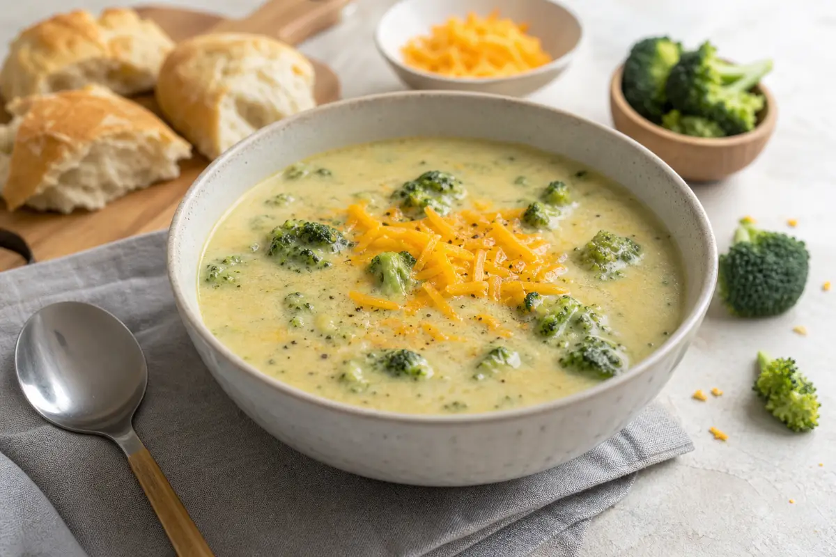 Krämig broccolisoppa med cheddar