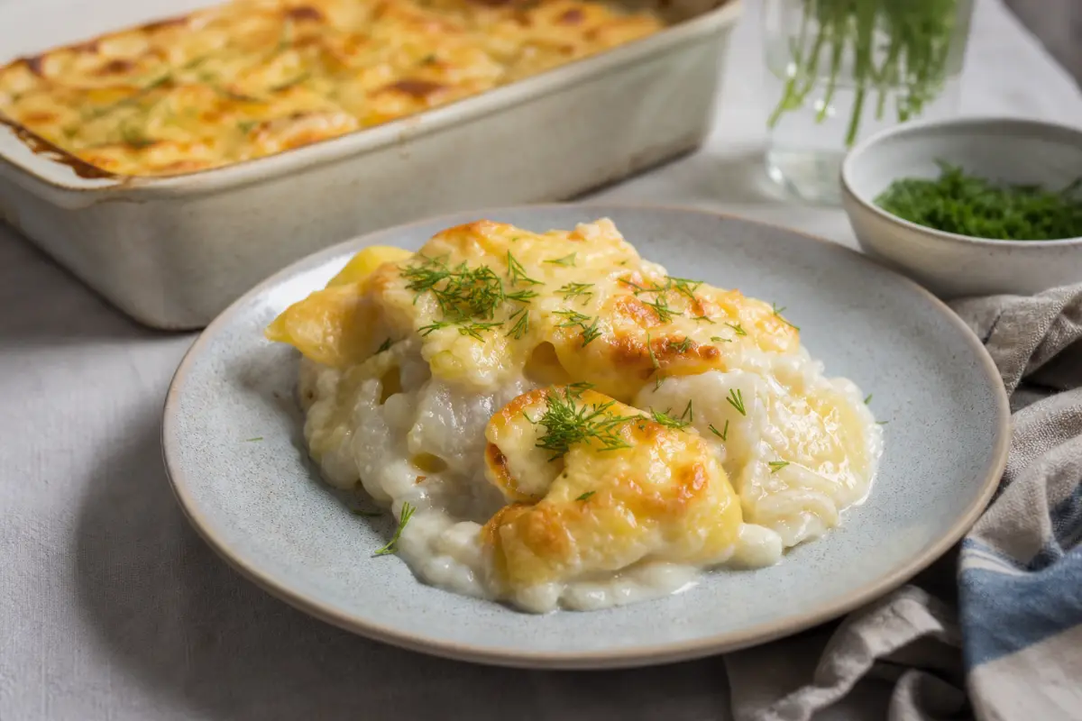 Lutfisklåda med potatis och bechamel