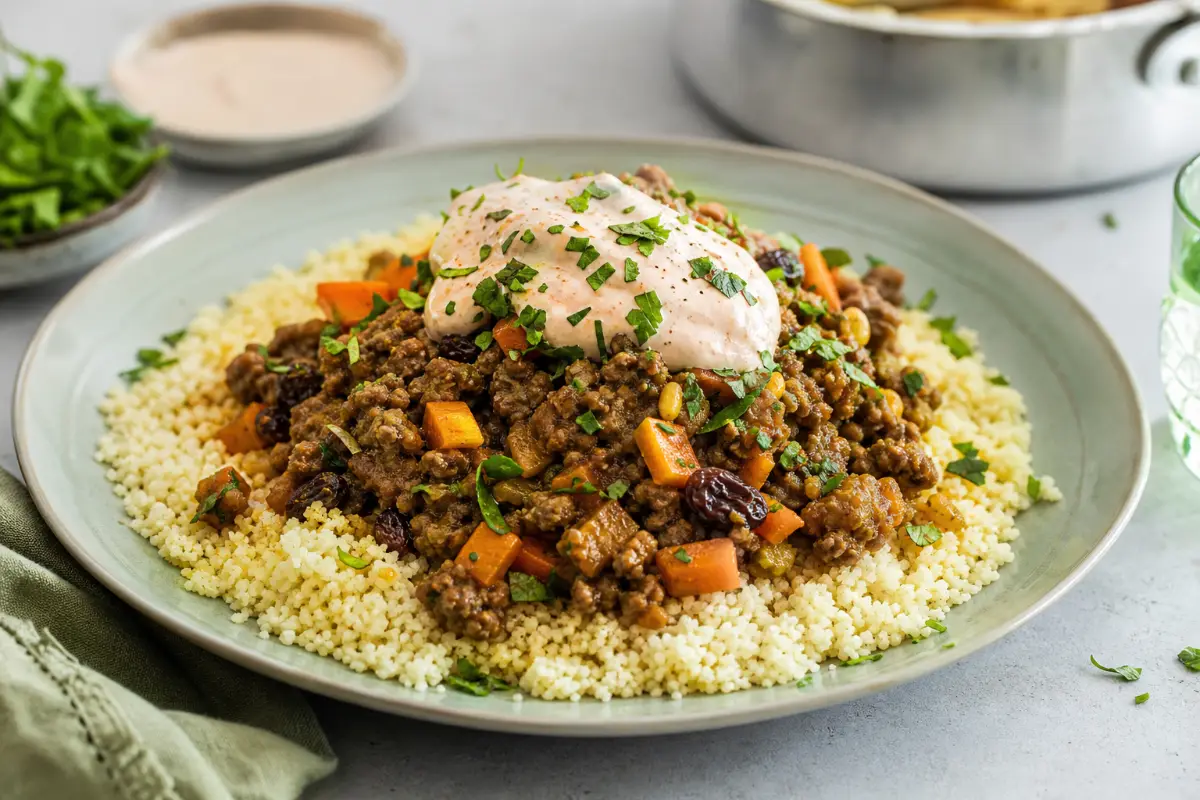 Marockansk couscous med lammfärs