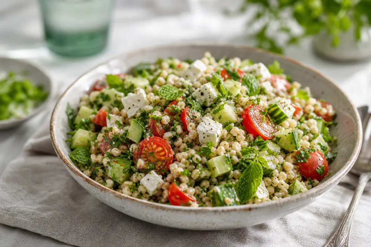 Matvetesallad med fetaost, gurka och örter