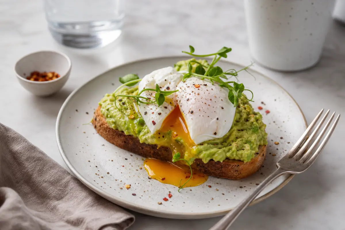 Pocherade ägg med avokadotoast