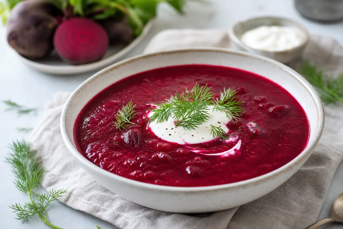 Rödbetssoppa med gräddfil och dill